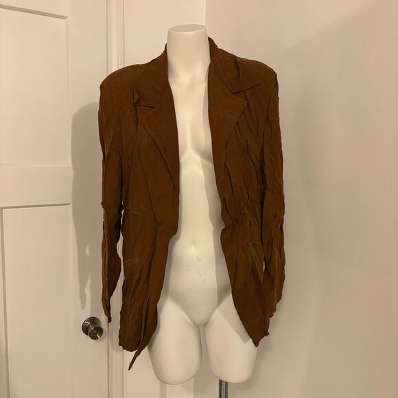 Fashion 18 size Large Neutral Brown Lagenlook Flowy Lightweight Jacket - Picture 1 of 6